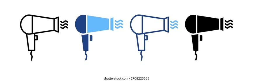 Hair Dryer Icon Multiple Vector Illustration