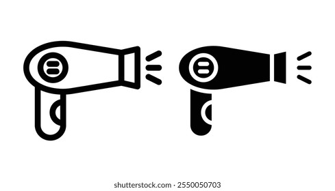 Hair Dryer Icon set in black filled and line.