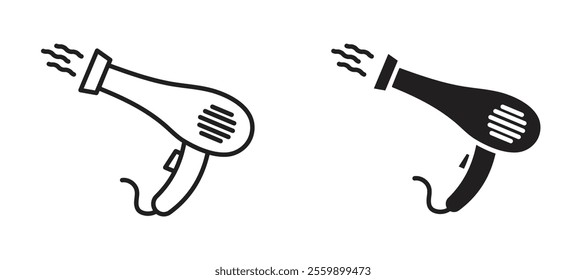 Hair Dryer Icon set in black color for ui designs