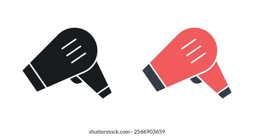 Hair dryer icon set in black and colored