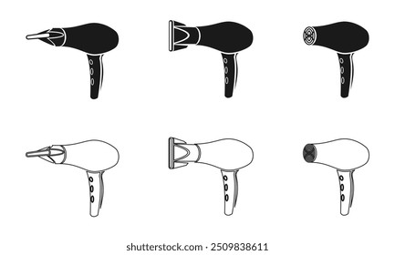 hair dryer icon set vector illustration isolated on white background.