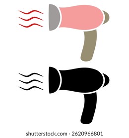 ícone de secador de cabelo, estilo plano simples, ilustração, modelo pictograma símbolo de símbolo de logotipo, para ui ou ux isolado em branco para aplicativo móvel, editável