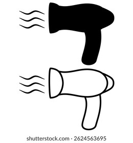 ícone de secador de cabelo, estilo plano simples, ilustração, modelo pictograma símbolo de símbolo de logotipo, para ui ou ux isolado em branco para aplicativo móvel, editável