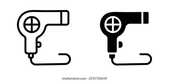 Hair dryer icon symbol collection on white background.