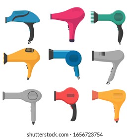 Hair dryer icon. Symbol for drying hair. Hair dryer on a white background. Hairdryer icon in cartoon style. Vector illustration, EPS 10. 