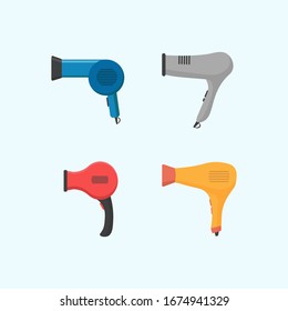 Hair dryer icon. Symbol for drying hair. Hair dryer on a white background. Hairdryer icon in cartoon style. Vector illustration, EPS 10. 