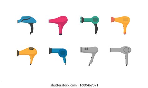 Hair dryer icon. Symbol for drying hair. Hair dryer on a white background. Hairdryer icon in cartoon style. Vector illustration, EPS 10. 