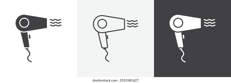 Hair dryer icon vector set for ui designs