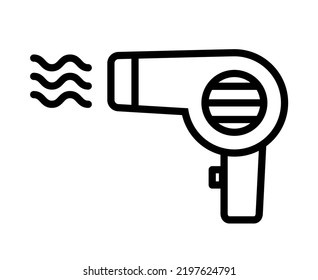 Hair dryer icon. Wind blowing from a hair dryer. Blow dryer. Vector.