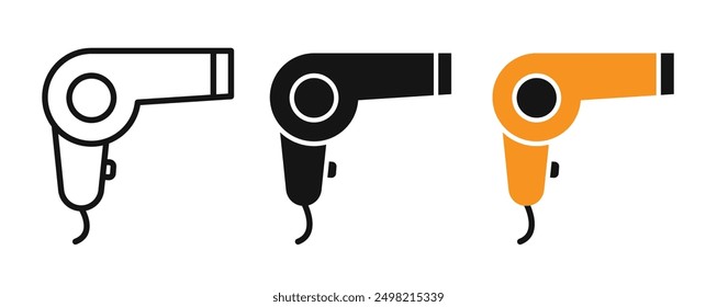 Hair Dryer iconicon vector collection in outlined and solid style