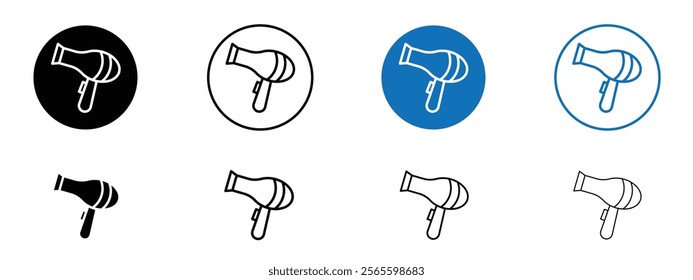 Hair dryer icons in black and blue colors