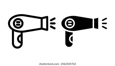 Hair Dryer Icons. black and white vector illustration set.