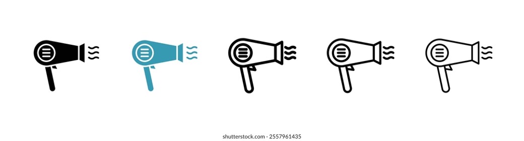 Hair dryer icons pack in black and blue.