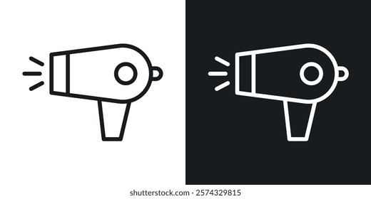 Hair dryer icons in thin black and white stroke liner style