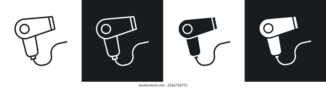 Hair dryer icons in Thin line black color. flat simple vector symbols illustration.