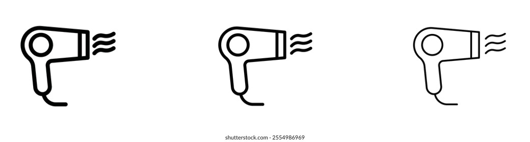 Hair dryer icons in tree different stroke sizes