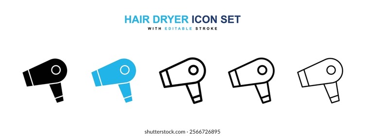 Hair dryer icons vector collection pack.