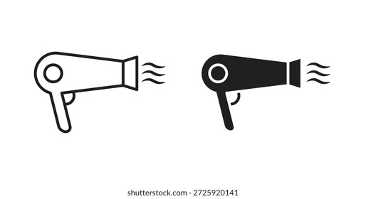 Ícones de secador de cabelo. Ícone linear de vetor isolado no plano de fundo branco.