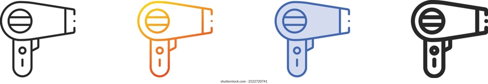 hair dryer icon.Thin Linear, Gradient, Blue Stroke and bold Style Design Isolated On White Background