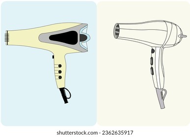 Hair Dryer Illustration Vector line art