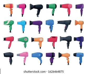 Hair Dryer Isolated Cartoon Set Icon.Vector Illustration Salon Hairdryer On White Background .Vector Cartoon Set Icon Hair Dryer.