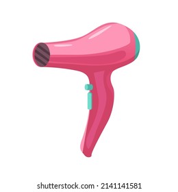 Hair dryer isolated on white background. Icon. Hair care symbol. Cartoon style. 