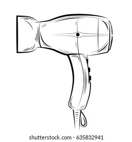 Hair dryer isolated on white background. Vector illustration