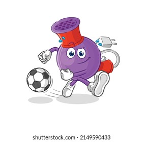 hair dryer kicking the ball cartoon. cartoon mascot vector