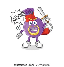 hair dryer knights attack with sword. cartoon mascot vector
