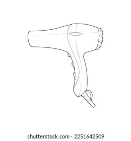 hair dryer line art vector hand drawing, isolated, vector for coloring book.
