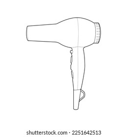 hair dryer line art vector hand drawing, isolated, vector for coloring book.
