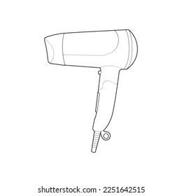 hair dryer line art vector hand drawing, isolated, vector for coloring book.
