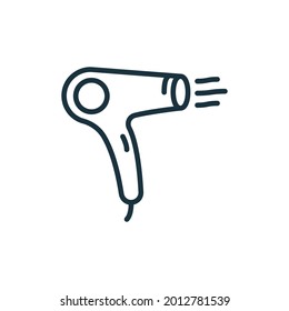 Hair Dryer Line Icon. Electric Blowdryer for Hair Styling Linear Pictogram. Professional Beauty Tool for Drying Hair Icon. Editable Stroke. Isolated Vector Illustration.