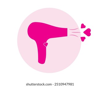 Hair dryer Line Icon fashion hairdryer of hairdresser to blow-dry and electric hair-dryer blower. Barber styling appliance. Vector cartoon illustration