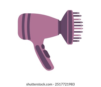 Hair dryer Line Icon fashion hairdryer of hairdresser to blow-dry and electric hair-dryer blower. Barber styling appliance. Vector cartoon illustration