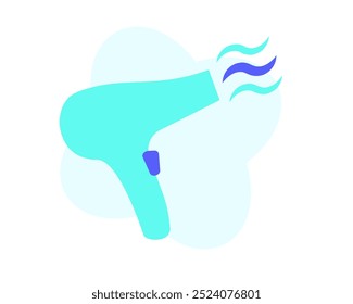 Hair dryer Line Icon fashion hairdryer of hairdresser to blow-dry and electric hair-dryer blower. Barber styling appliance. Vector cartoon illustration