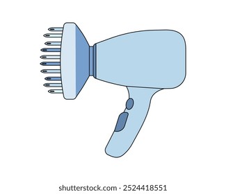 Hair dryer Line Icon fashion hairdryer of hairdresser to blow-dry and electric hair-dryer blower. Barber styling appliance. Vector cartoon illustration