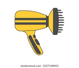 Hair dryer Line Icon fashion hairdryer of hairdresser to blow-dry and electric hair-dryer blower. Barber styling appliance. Vector cartoon illustration