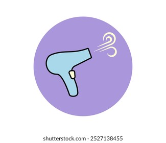 Hair dryer Line Icon fashion hairdryer of hairdresser to blow-dry and electric hair-dryer blower. Barber styling appliance. Vector cartoon illustration