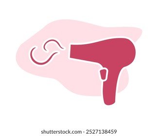 Hair dryer Line Icon fashion hairdryer of hairdresser to blow-dry and electric hair-dryer blower. Barber styling appliance. Vector cartoon illustration