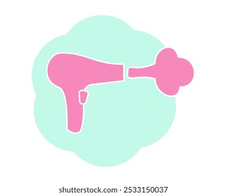 Hair dryer Line Icon fashion hairdryer of hairdresser to blow-dry and electric hair-dryer blower. Barber styling appliance. Vector cartoon illustration