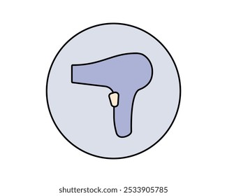 Hair dryer Line Icon fashion hairdryer of hairdresser to blow-dry and electric hair-dryer blower. Barber styling appliance. Vector cartoon illustration