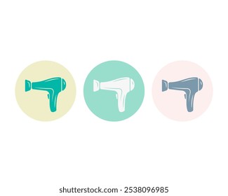 Hair dryer Line Icon fashion hairdryer of hairdresser to blow-dry and electric hair-dryer blower. Barber styling appliance. Vector cartoon illustration