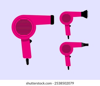 Hair dryer Line Icon fashion hairdryer of hairdresser to blow-dry and electric hair-dryer blower. Barber styling appliance. Vector cartoon illustration