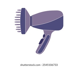 Hair dryer Line Icon fashion hairdryer of hairdresser to blow-dry and electric hair-dryer blower. Barber styling appliance. Vector cartoon illustration