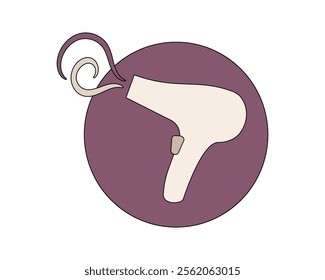 Hair dryer Line Icon fashion hairdryer of hairdresser to blow-dry and electric hair-dryer blower. Barber styling appliance. Vector cartoon illustration