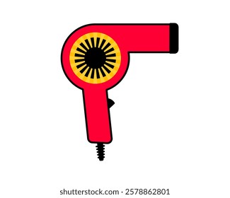 Hair dryer Line Icon fashion hairdryer of hairdresser to blow-dry and electric hair-dryer blower. Barber styling appliance. Vector cartoon illustration