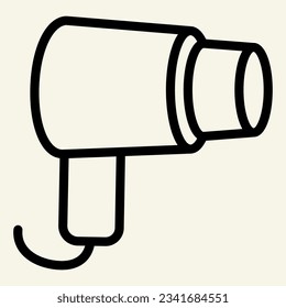 Hair dryer line icon. Hairdryer or blow dryer symbol, outline style pictogram on beige background. Hotel bathroom equipment sign mobile concept web design. Vector graphics.