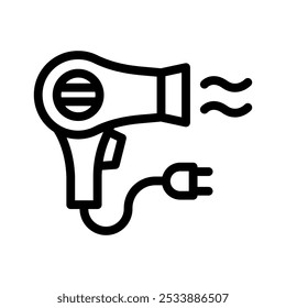 hair dryer line icon illustration vector graphic. Simple element illustration vector graphic, suitable for app, websites, and presentations isolated on white background