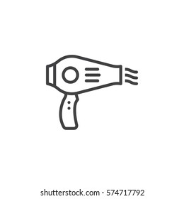 Hair dryer line icon, outline vector sign, linear pictogram isolated on white. Symbol, logo illustration